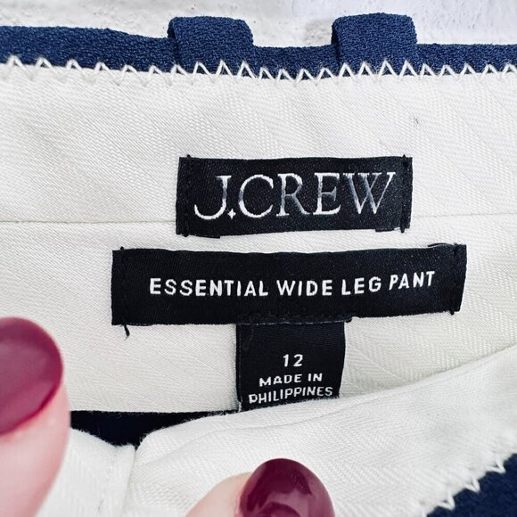 J. Crew Wide-leg essential pant in city crepe in Mediterranean Navy Size 12 NWT - Picture 6 of 7